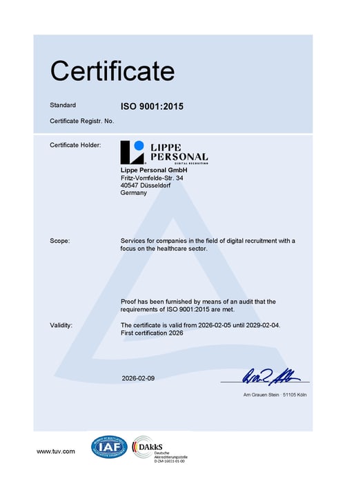 ISO-9001-Zertifikat eines begleiteten Unternehmens